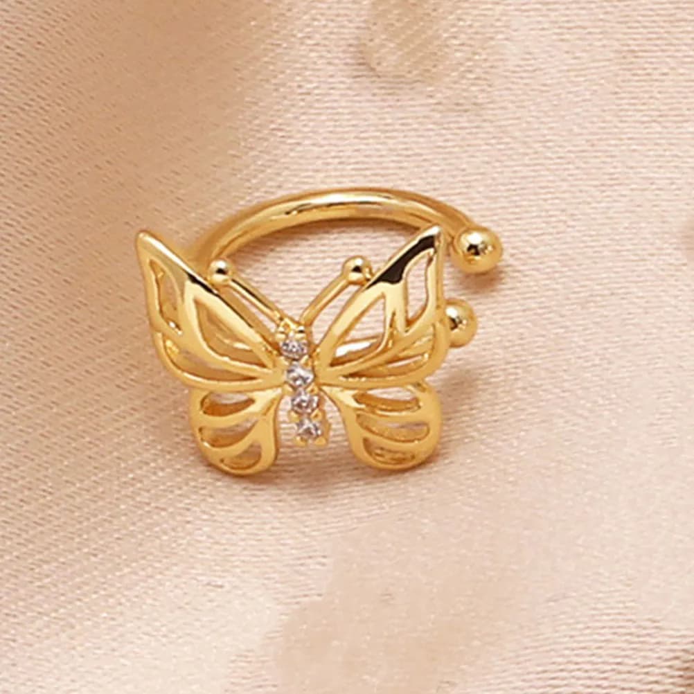 1 Paio di Orecchini a Clip a Farfalla da Donna, Senza Foro, Leggeri, Delicati, con Strass, Orecchini a Clip Trendy e di Tendenza
