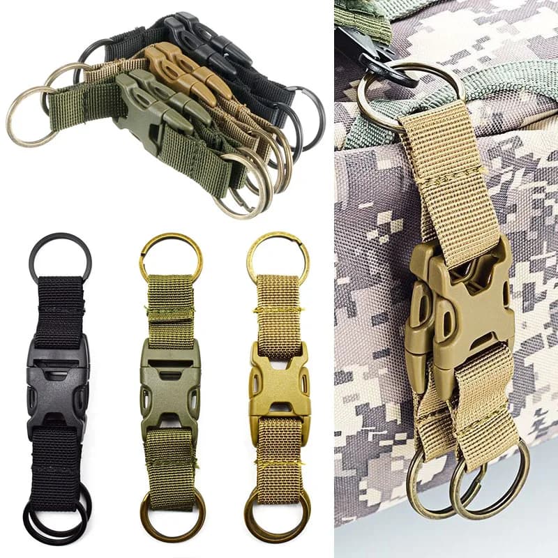 Fibbia a clip Molle per esterni Cintura multifunzione appesa Portachiavi Clip Portachiavi tattico Moschettone per sport Escursionismo Arrampicata