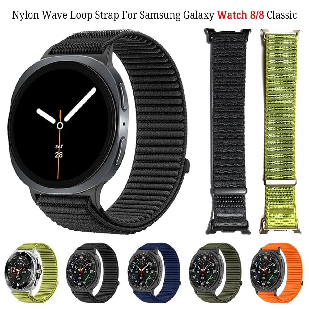 Cinturino per orologio in nylon ondulato per Samsung Galaxy Watch8 40mm / 44mm Bracciale traspirante Galaxy watch8 Classic 46mm Accessori per cinturino da polso