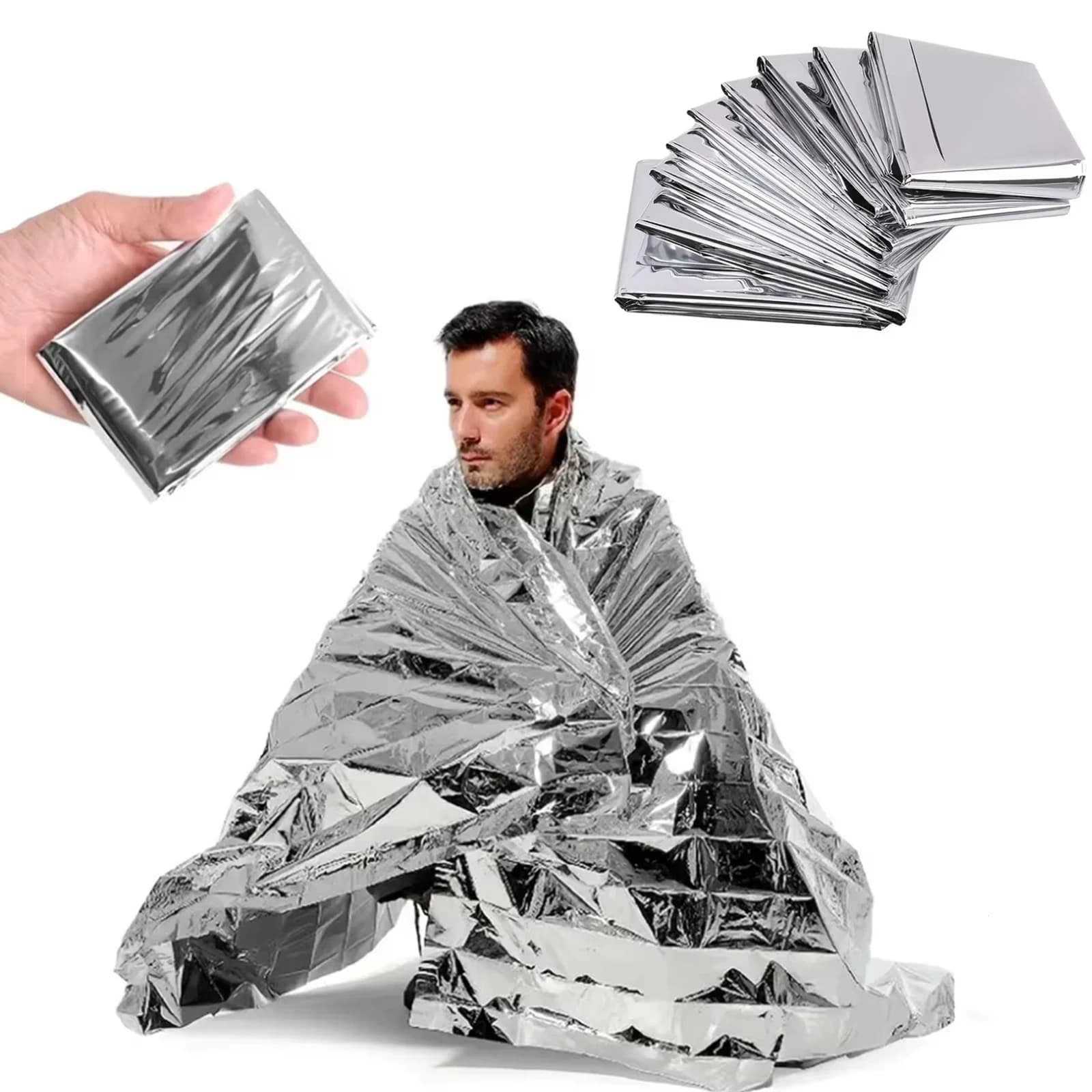 Emergency Mylar Thermal Blanket 51.18" x 82.68" Waterproof Body Heat Retention Foil Blanket for First Aid Kits Hypothermia Rescu
