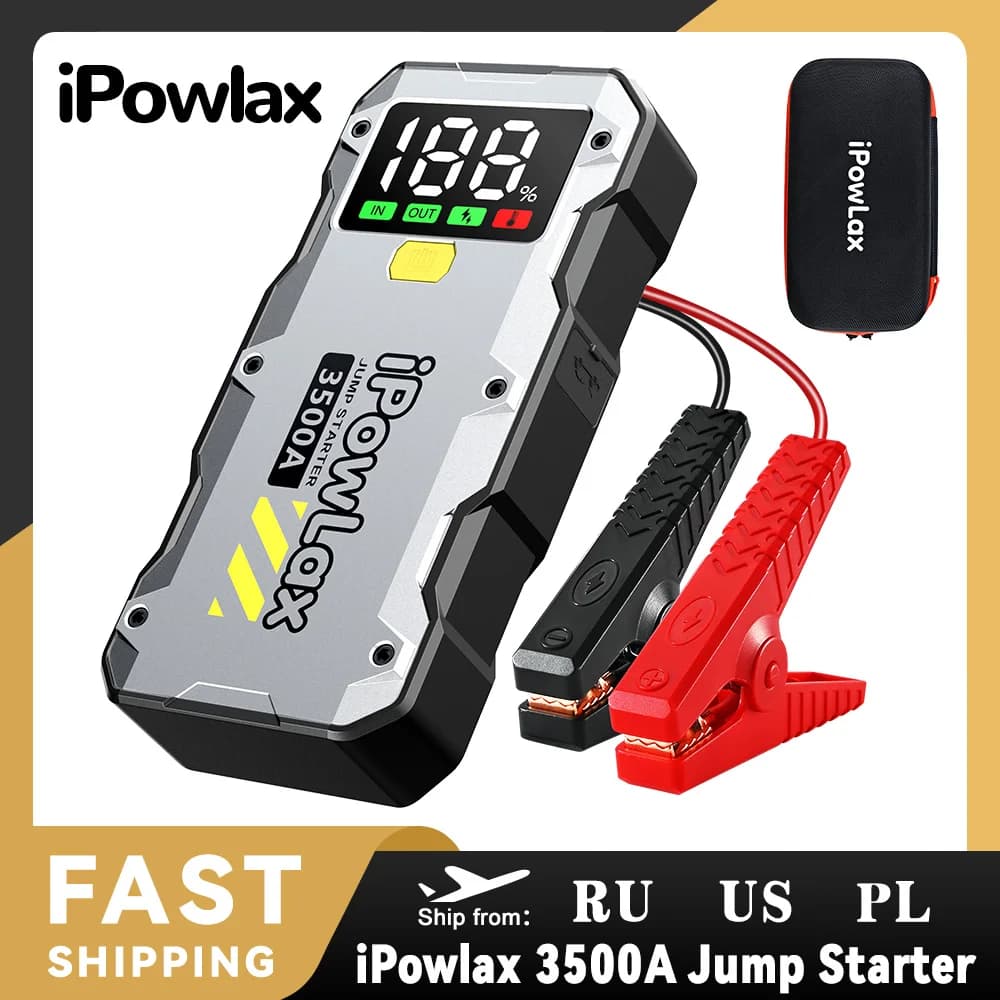 iPowlax 3500A Avviatore di emergenza 15000mAh Accumulatori e caricabatterie di riserva Dispositivo di avviamento per auto per avviamento batteria per auto diesel a benzina