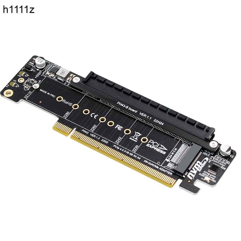 PCI Express 4.0 X16 to X16 Slot + 2Port M.2 NVME PCI-E Split VROC Card M KEY NVME RAID Card for 2230 2242 2260 2280 22110 M2 SSD