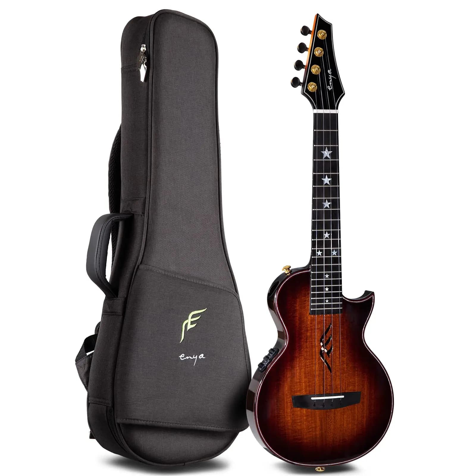 Enya E6 FE Ukulele tenore 26 pollici Solid Acacia Top Deluxe Ukulele con pickup acusticoPlus integrato e custodia per ukulele