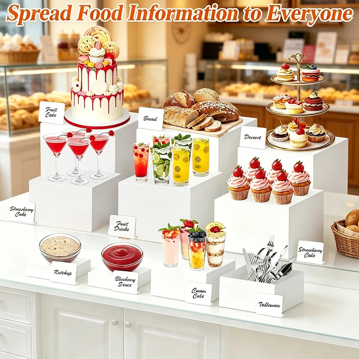4/5/6/7/8pcs White Cake Rack Large Cube Stackable Seamless Adhesive Free Display Rack Suitable for Dessert Parties Gatherings