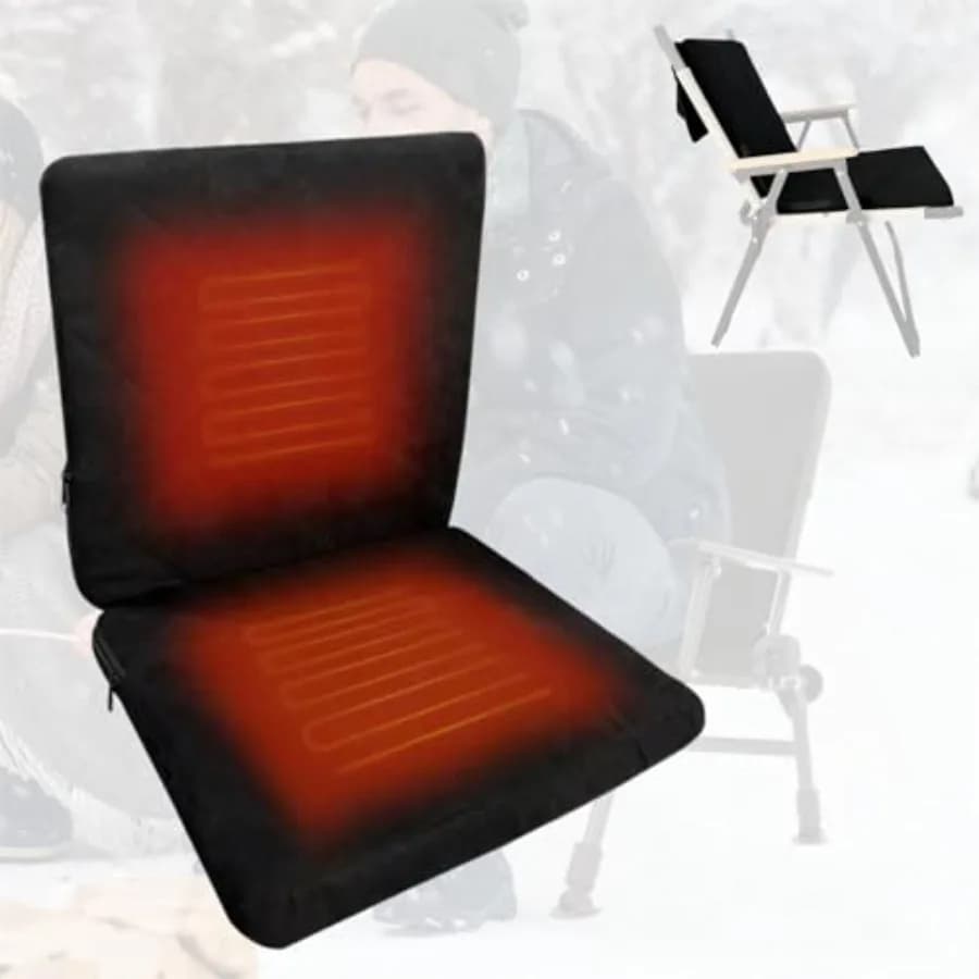 Cuscino Riscaldato Pieghevole in Memory Foam con 3 Livelli di Riscaldamento per Campeggio, Pesca, Sedia da Ufficio, Sedili da Stadio