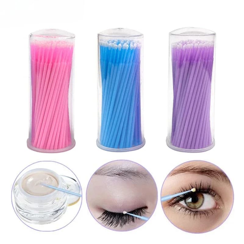 100Pcs Professional Disposable Eyelash Extension Micro Brush Applicator Make Up Mascara Swab Brushes Swab makeup brushes