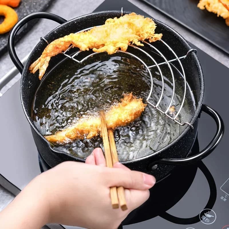 Diametro 20 cm Friggitrice antiaderente in pietra medica in stile giapponese per uso domestico sia adatta per stufe a gas e a induzione Padella