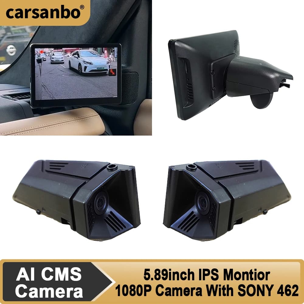Carsanbo Cieco Point Camera System with Monitor Touch Screen IPS 5.89 Inch, Function AI BSD DVR, Digital Side Mirror with Camera 1080P