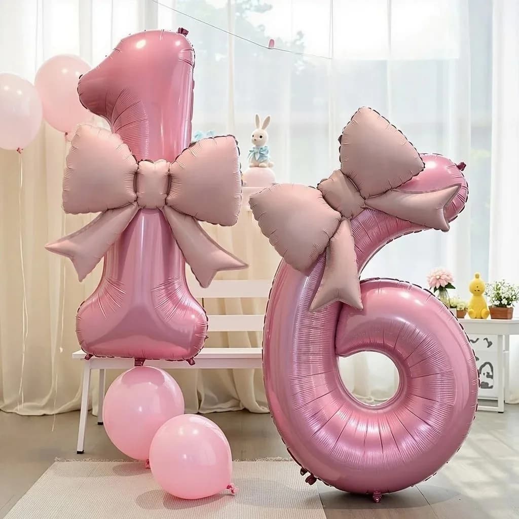 Aluminium sheet balloons with 40 inch pink digital bow for girls, wedding, birthday, party, number, party, photo, provision of props