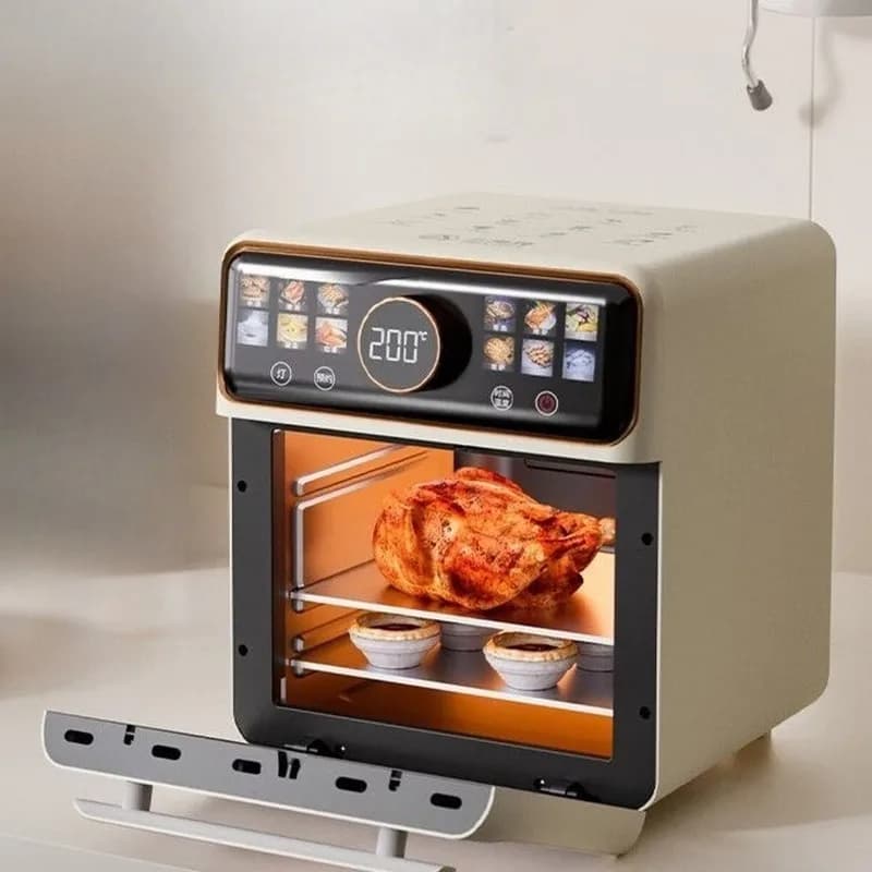 Forno friggitrice ad aria con funzione vapore e cottura integrata, friggitrice elettrica domestica con finestra visiva, tre in uno.