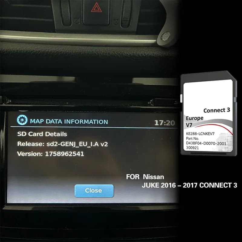 Per NIssan JUKE 2016-2017 CONNECT3 V7 Portogallo Svizzera Mappa SD Navigazione Scheda GPS