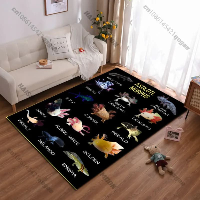 Tappeto con variazioni di forme di axolotl, tappeto per yoga, decorazione per soggiorno, tappetino per gattonare per bambini, tappetino per gioco