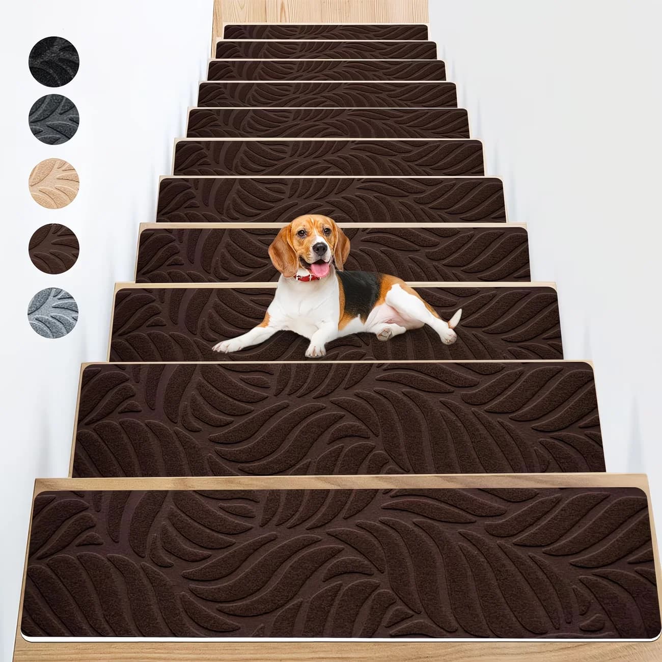 Set di 3 Tappetini Antiscivolo per Scale 76x20cm, Autoadesivi Senza Colla, Riutilizzabili, Tappeto Spazzolato Goffrato