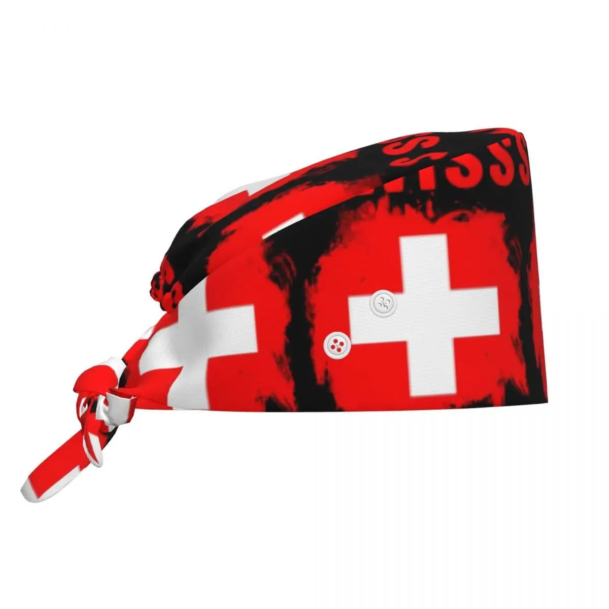 Swiss Switzerland Flag Scrub Hat Doctor Working Surgical Cap Men Women Adjustable Nursing Caps for Dentist