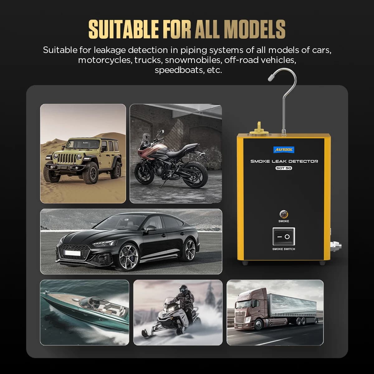 AUTOOL SDT50 Tracciatore di Fumo per Veicoli, Strumento Diagnostico Auto, Tester Rilevatore di Perdite