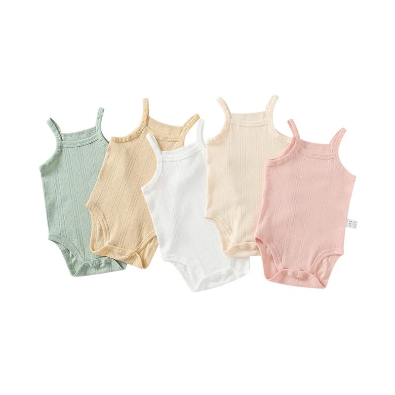 Vestiti estivi per bambini Ragazzi Ragazze Body 0-24 mesi Canottiera Sezione sottile Traspirante Sling Tutina Tinta unita Tute per neonati