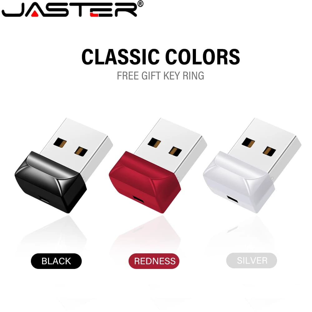 JASTER Mini USB 2.0 Flash Drive 128 GB Plastica Business Super Tiny Pen Drive 64 GB Memory Stick 32 GB Moda Nero Pendrive U Disco