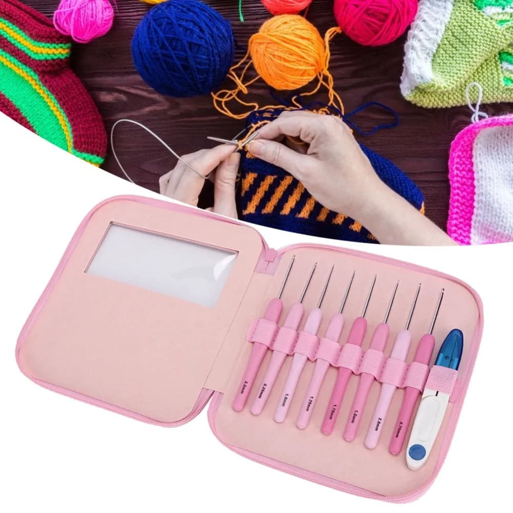 Crochet Hooks Soft Plastic Crochet Hook Kit Ergonomic Pink Crochet Set Crochet Hooks Set Craft Projects