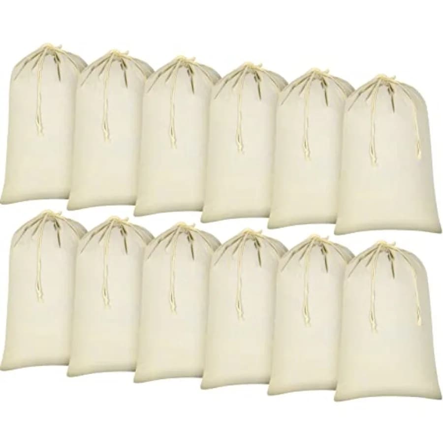Sacchi per biancheria in tela da 28" x 36" (28 pezzi) - Sacchi grandi in cotone con coulisse, resistenti, lavabili, per vestiti sporchi (confezione bulk)