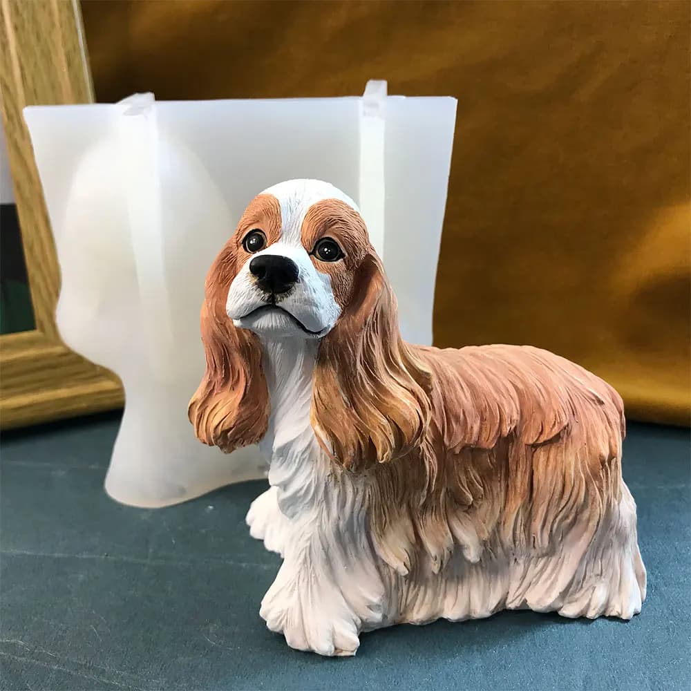 Stampo in silicone per cani Cocker Spaniel 3D fai da te per cani da compagnia resina epossidica gesso souvenir stampo per animali amante dei cani decorazione della casa