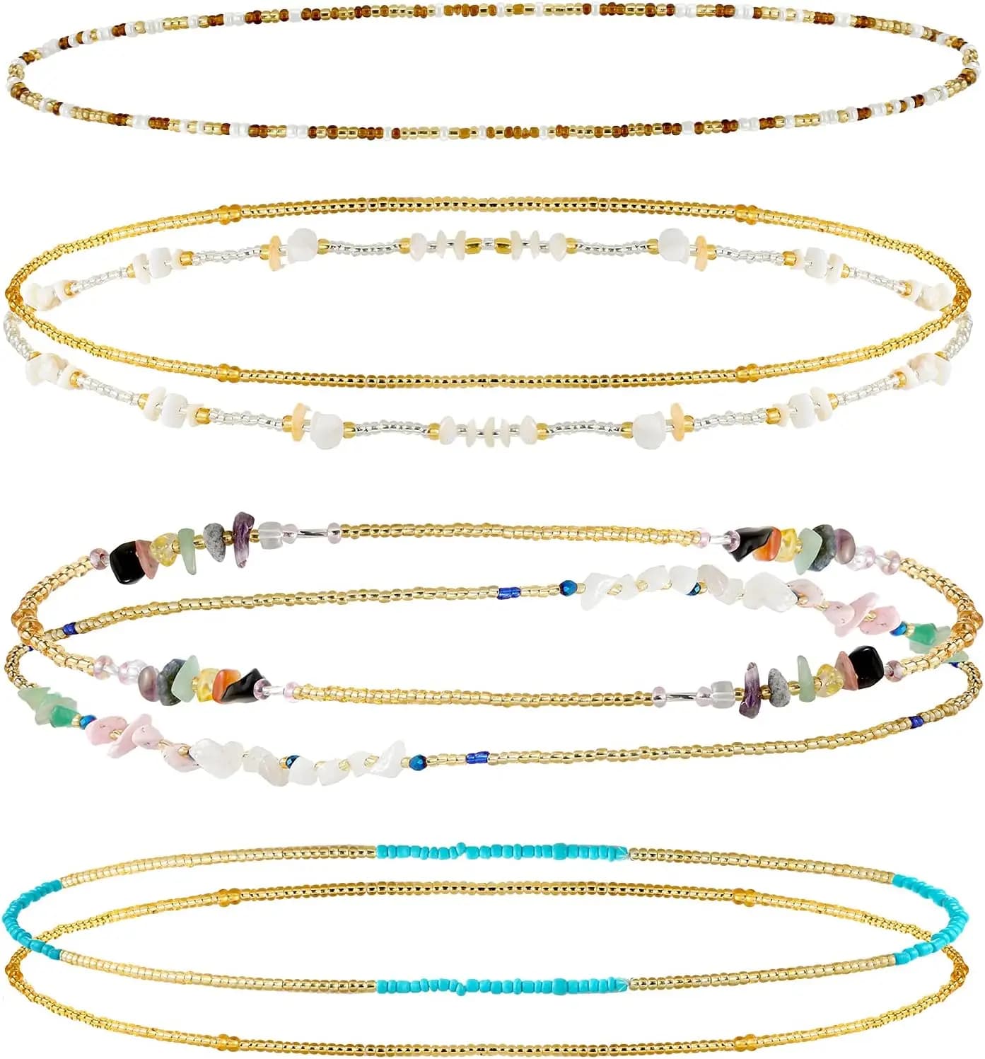 7 Pieces Waist Beads for Women's Jewelry Beads for Bread Summer Chains African Beach Bikini Body Chains for Bread Jewelry