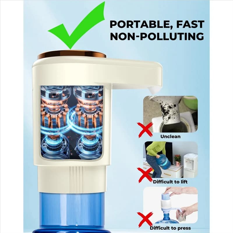 B98A-water distributor, portable electric pump for water bottles with timer function, for 5 Gallon bottles - For home, kitchen, camping