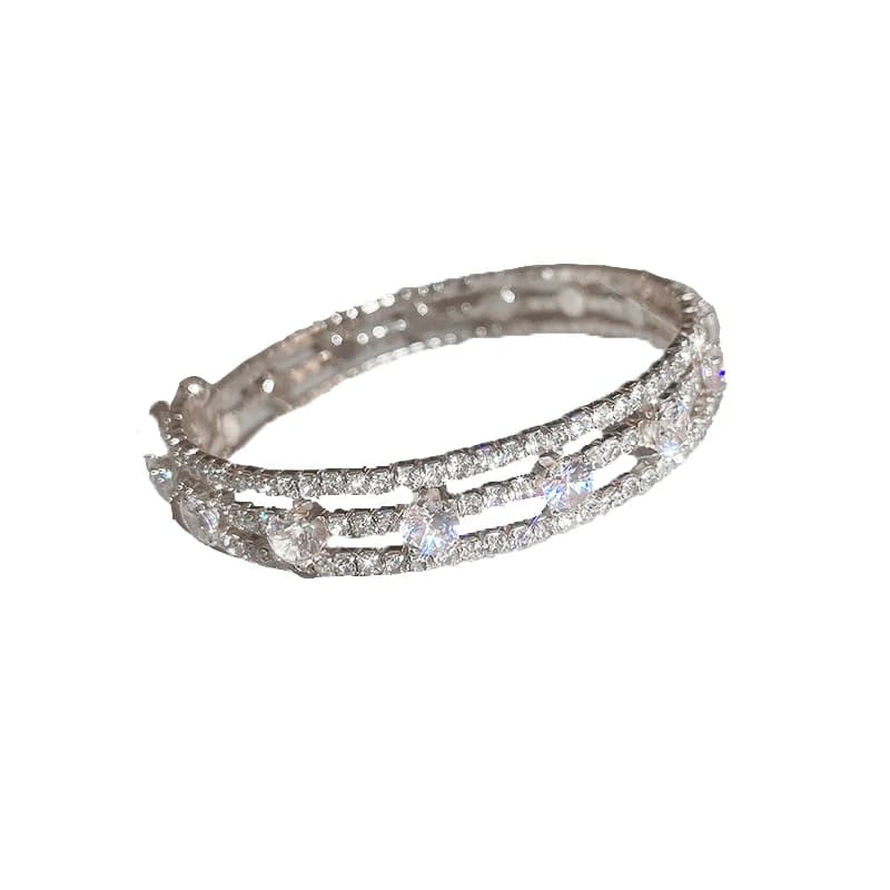 Bracciale in cristallo d'argento braccialetto multistrato in zircone per bambini braccialetto ad anello semplice leggero di lusso di nicchia squisita