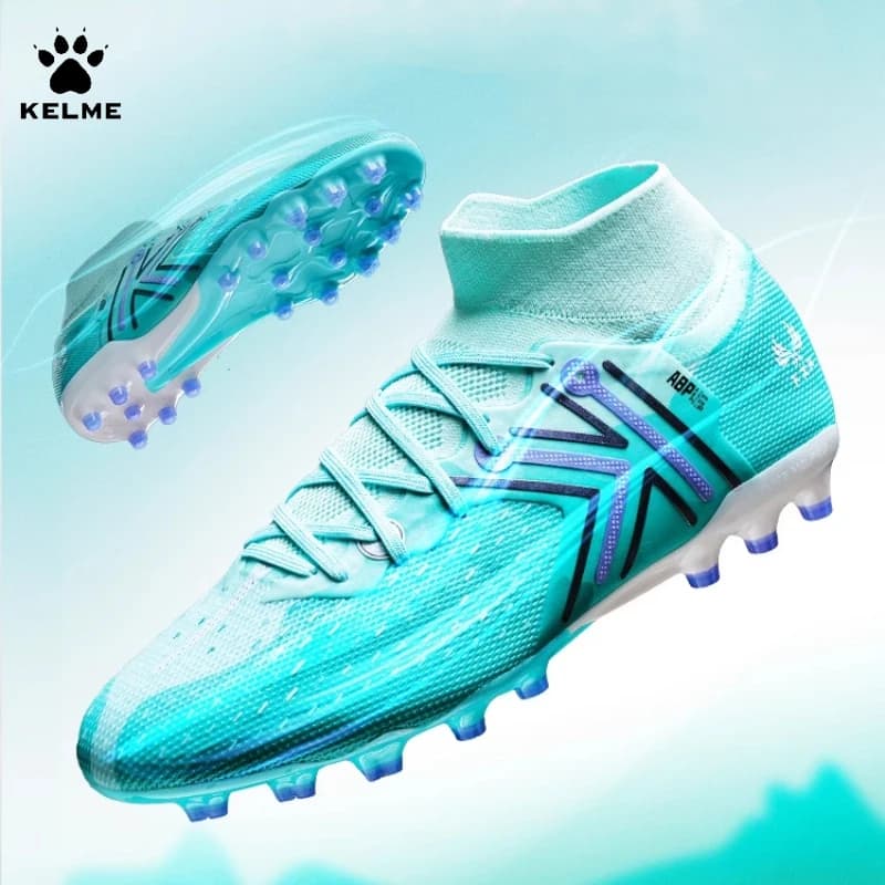 Kelme Men's High Mg Football Shoes Natural Artificial Grass Competition Exercise Shoes Professional Non-slip Football Shoes