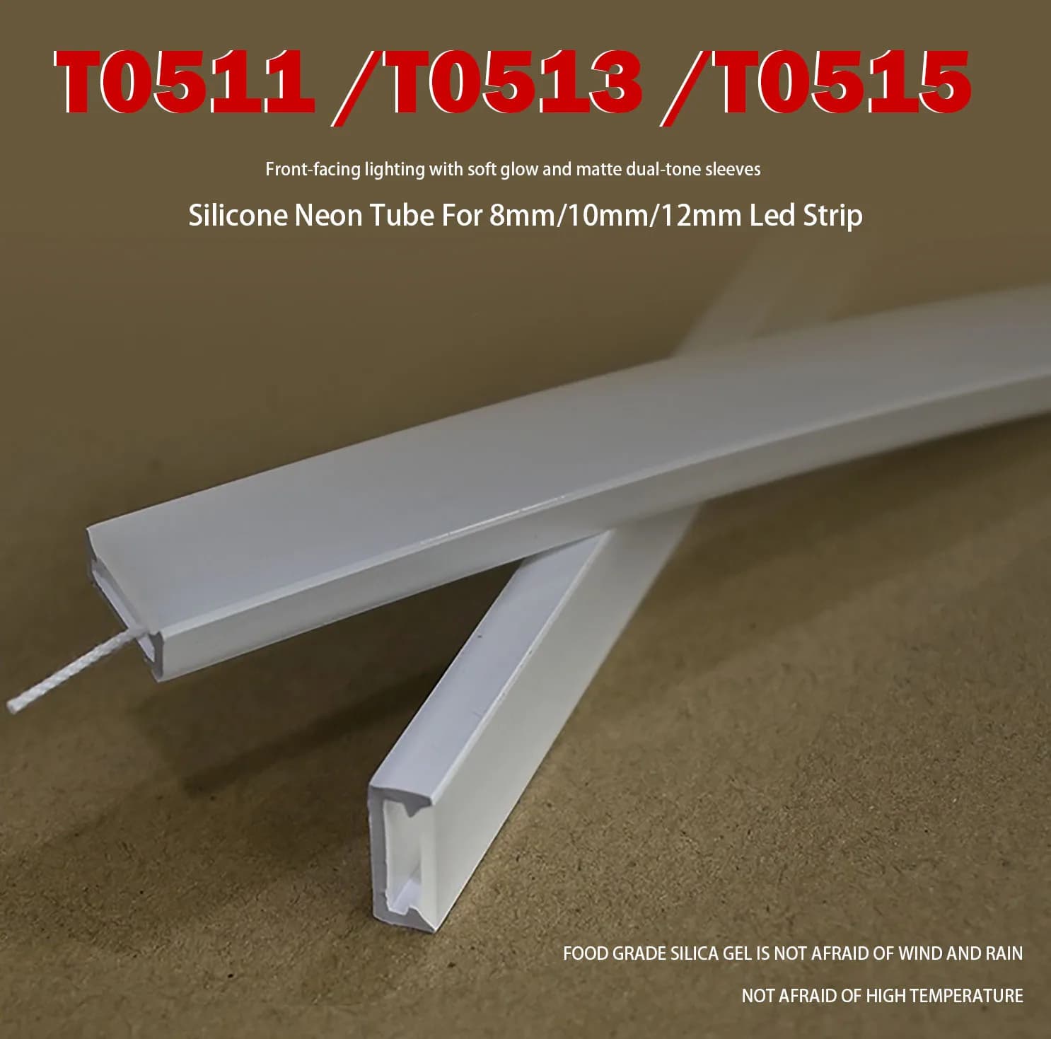 LED Silicone Neon Tube T0511 T0513 T0515 Flexible Protection Cover Transparent Matte Milky For 8-12mm WS2812 WS2811 Strip