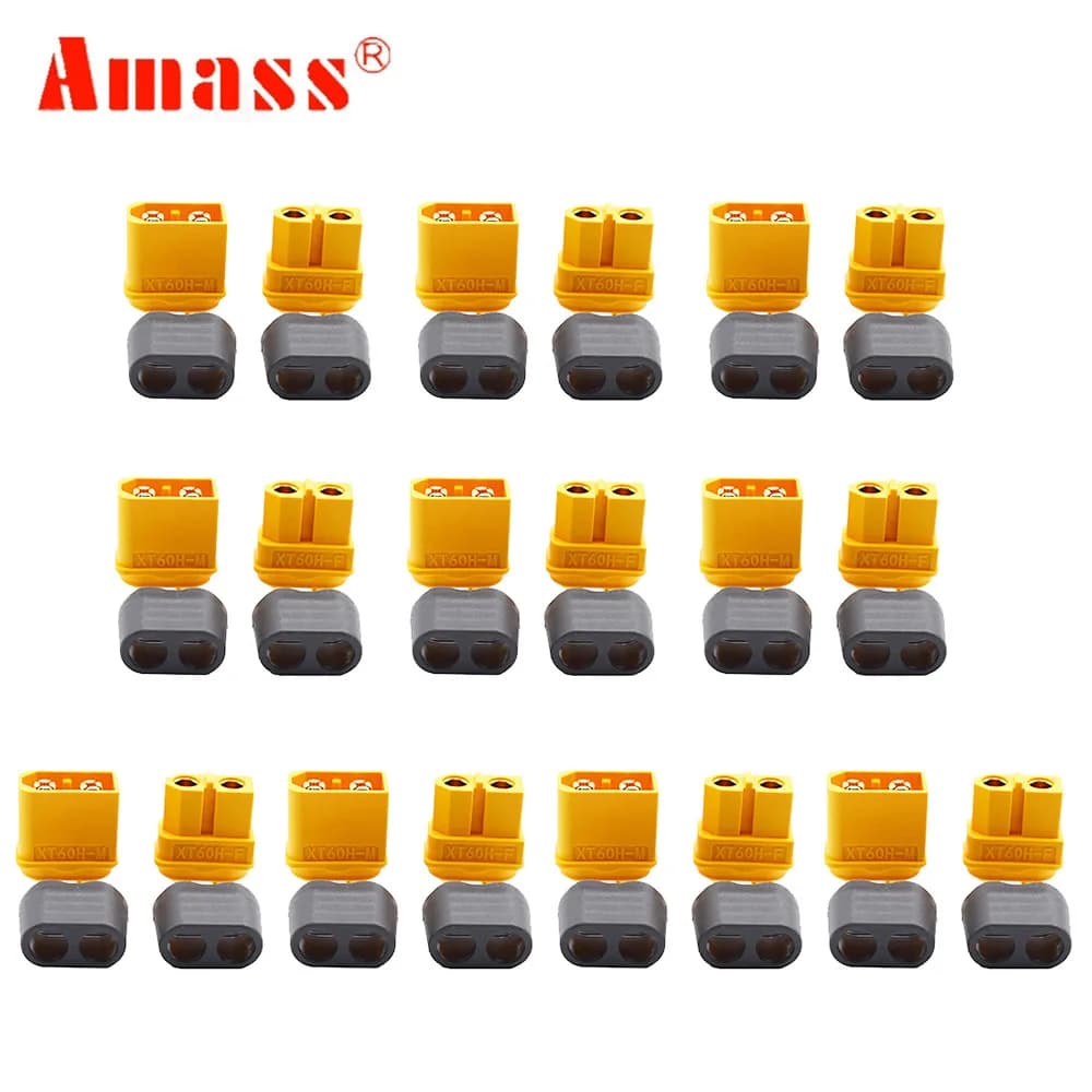 20 x Amass XT60 XT60H spina connettore spine di alimentazione con alloggiamento guaina 10 maschio 10 femmina (10 paia)