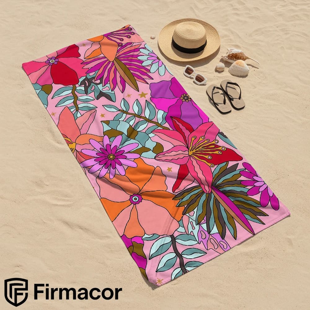 Tropical Bloom Soft Portable Travel Towel Unisex Ultra Lightweight Microfiber Oversized Sand Free Quick Dry Beach Towel