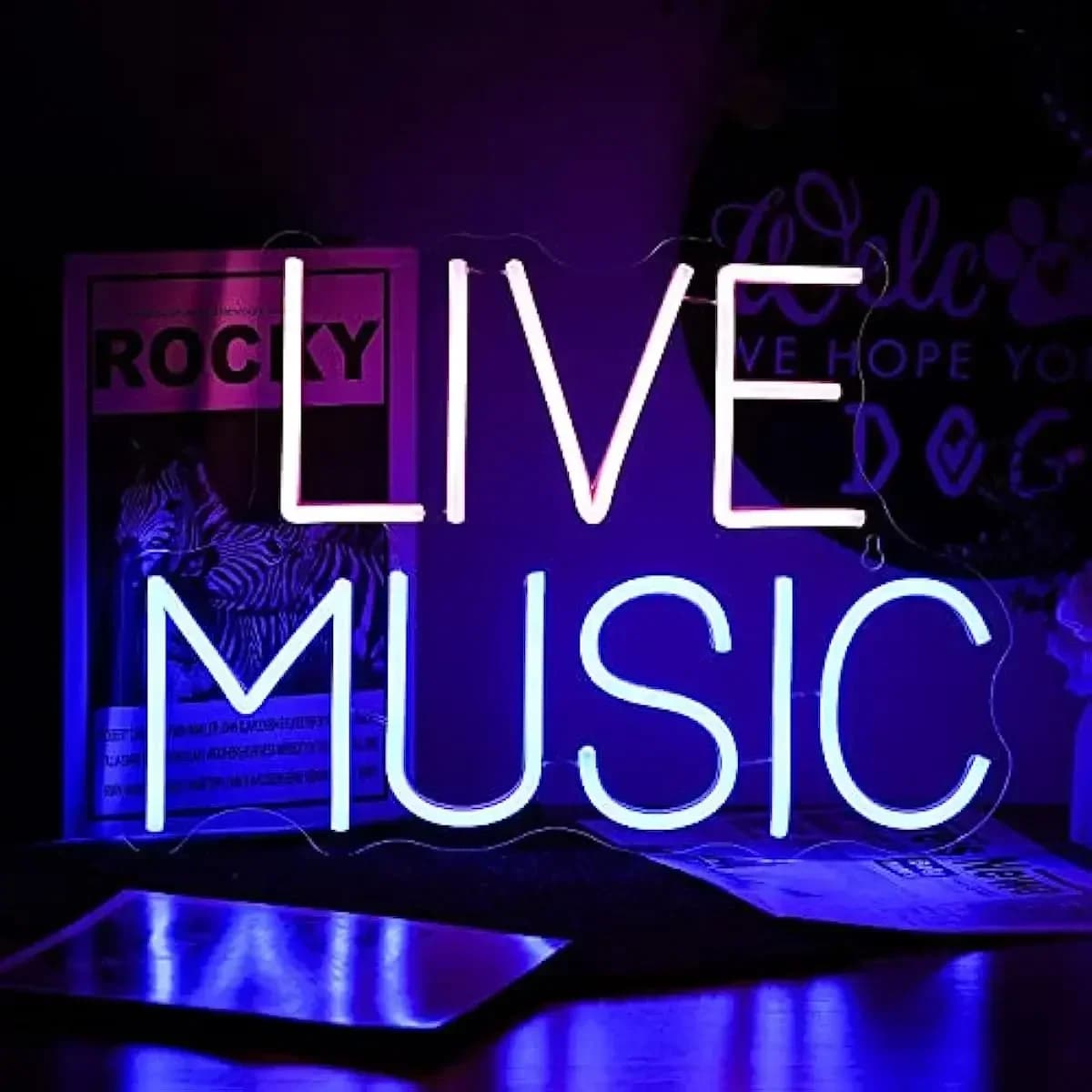 Insegna al Neon con Musica dal Vivo per Decorazione Murale, Insegna LED al Neon Dimmerabile per Camera da Letto, Festa, Studio, Sala da Concerti, Discoteca, Regalo