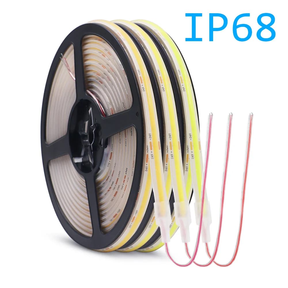 Striscia LED COB impermeabile IP68 12V 24V Nastro luminoso 5m 10m 15m 20m 0,5m 320 LED Tubo flessibile Illuminazione con rivestimento luminoso ad alta densità