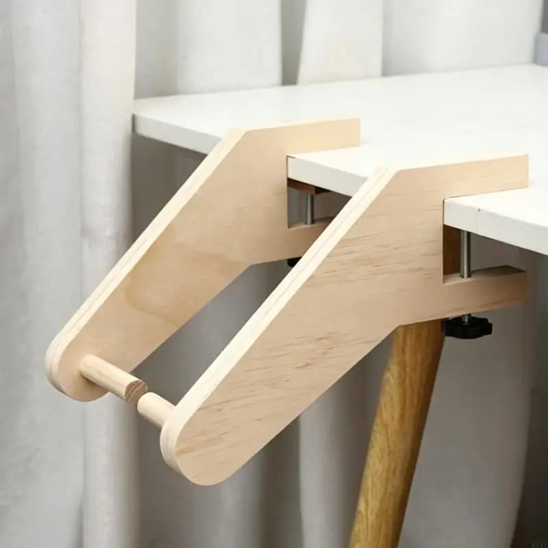 Under Cabinet Toilet Paper Holder Wooden Clamp-On Tissue Roll Rack for Bathroom Kitchen Shelf Space Saving Paper KXRE