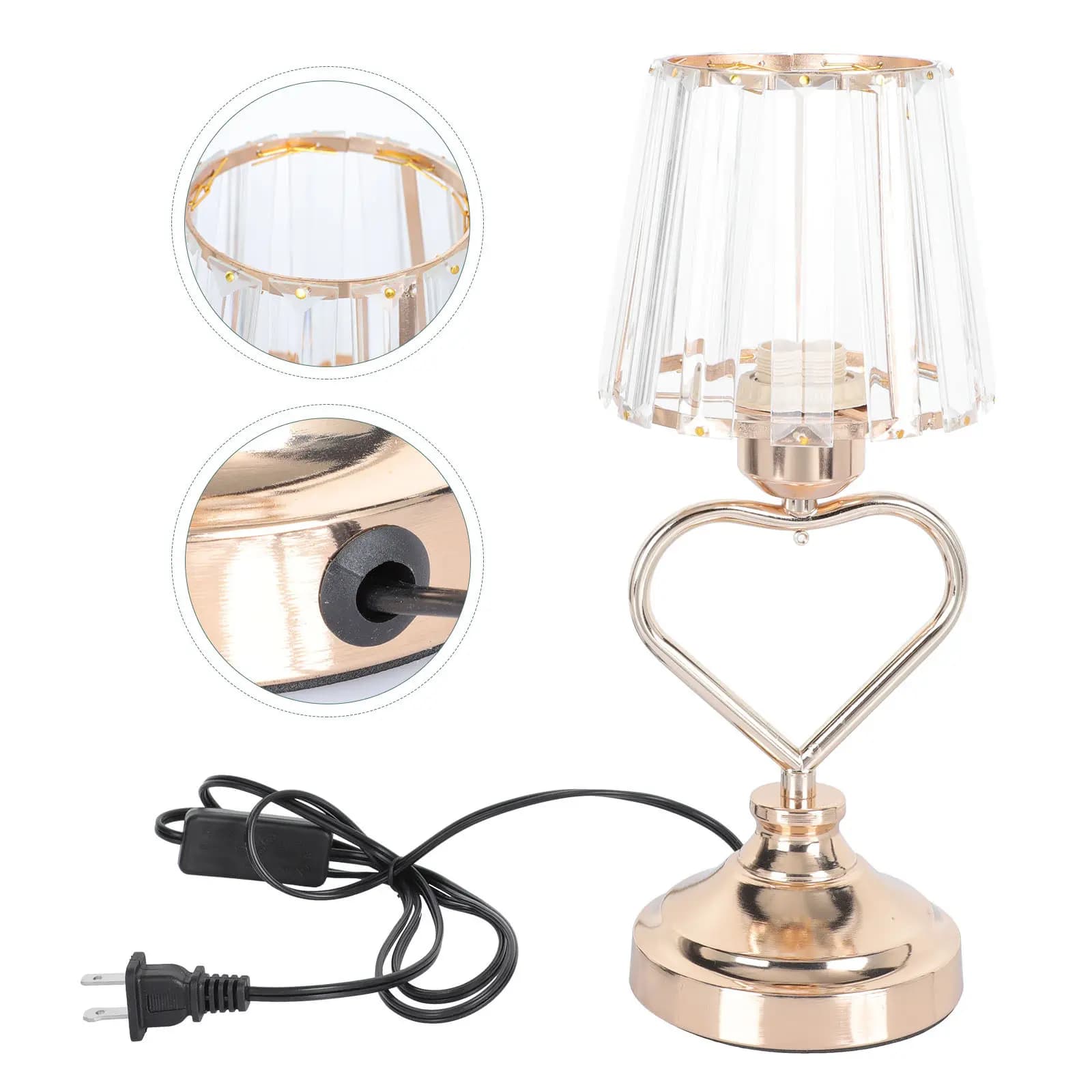 1Pcs Heart-Shaped Crystal Table Lamp for Bedroom Living Room Desk Decorative Bedside Light Creative Night Lamp Artistic Home