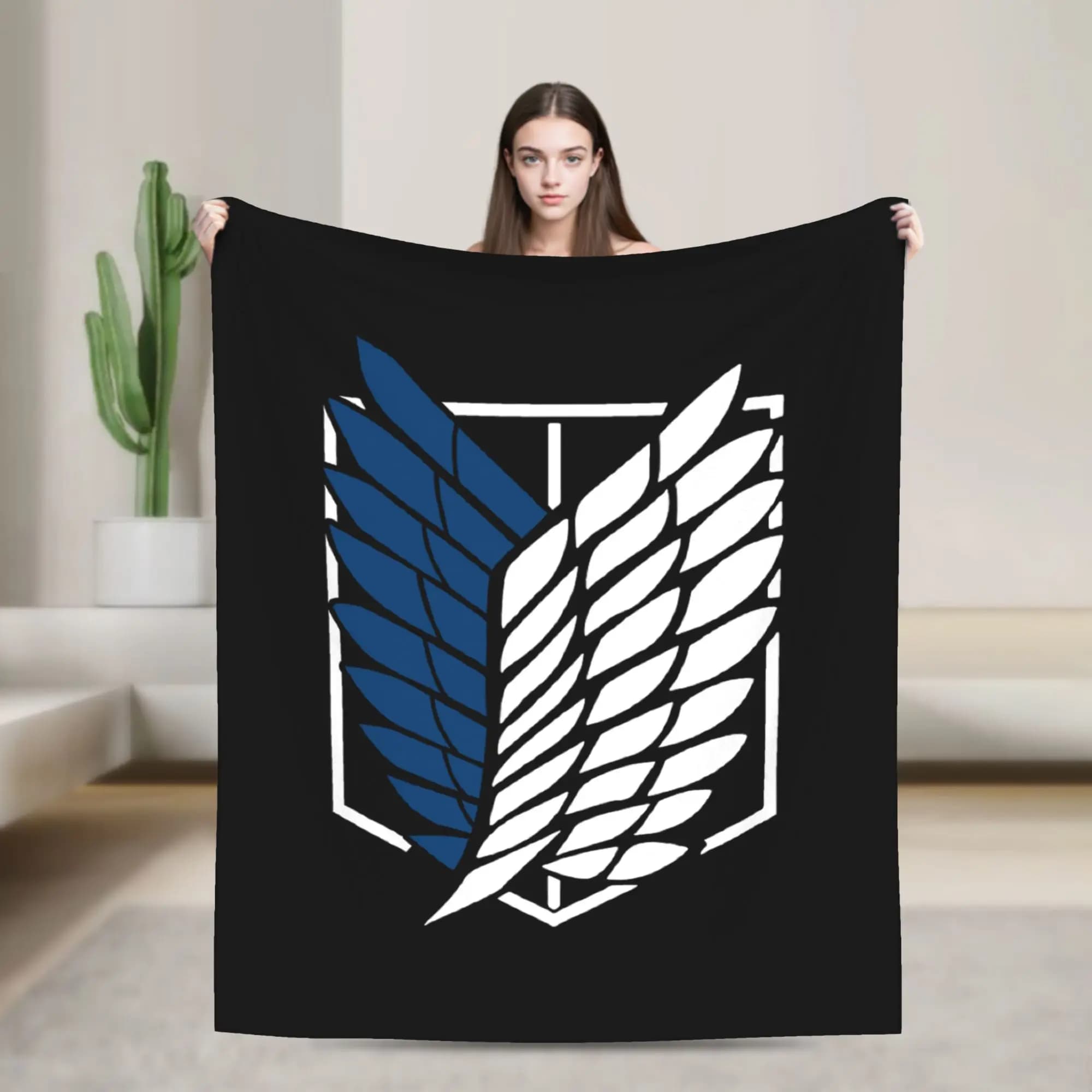 Attack On Titan Logo Blanket Flannel Spring Autumn Multifunction Super Soft Throw Blankets for Home Outdoor Bedspread