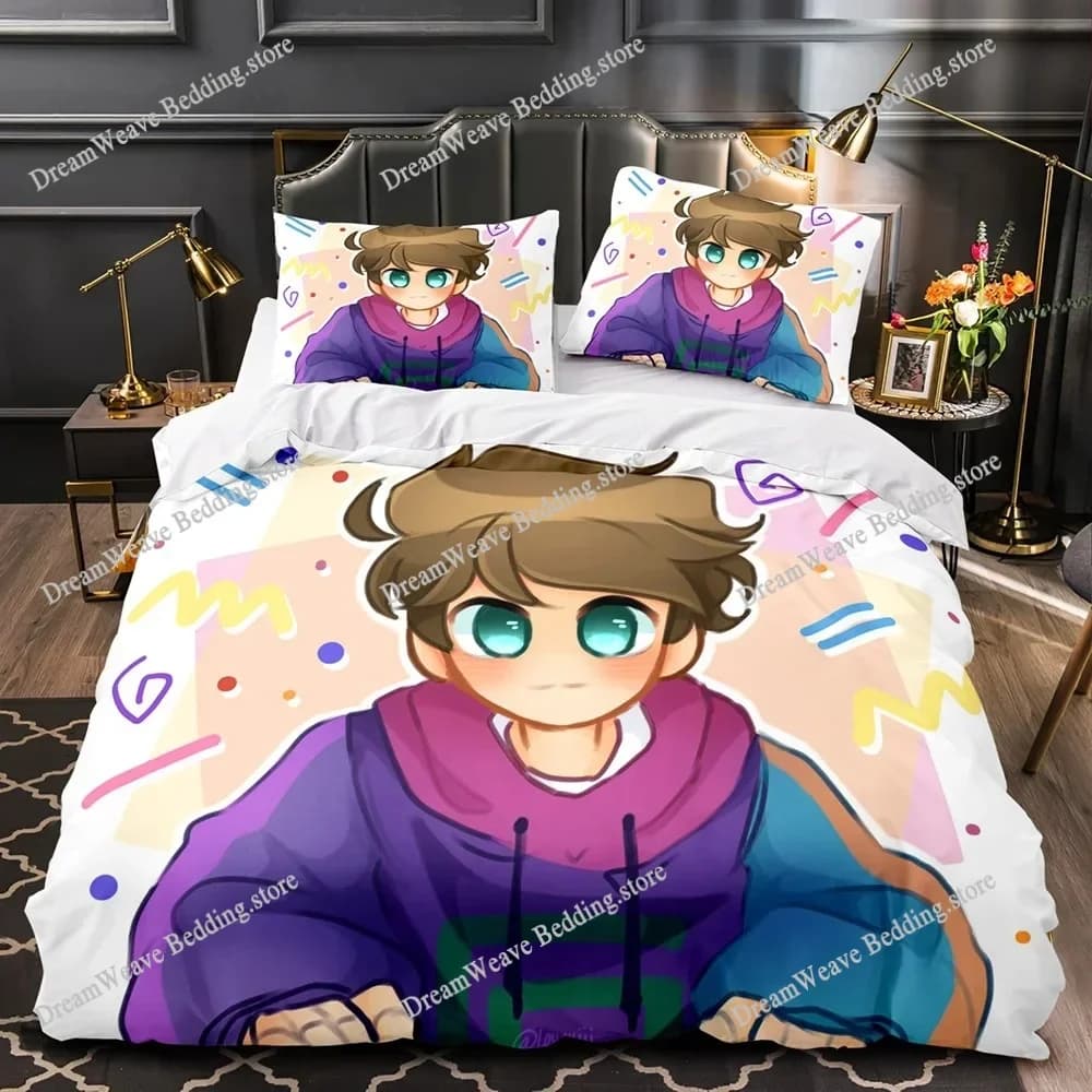 Nuovo Set di Biancheria da Letto GeorgeNotFound Merch Ranboo Dream per Ragazzi e Ragazze, Copripiumino e Federe per Letto Singolo e Matrimoniale, per Bambini e Adulti, Tessili per la Casa7