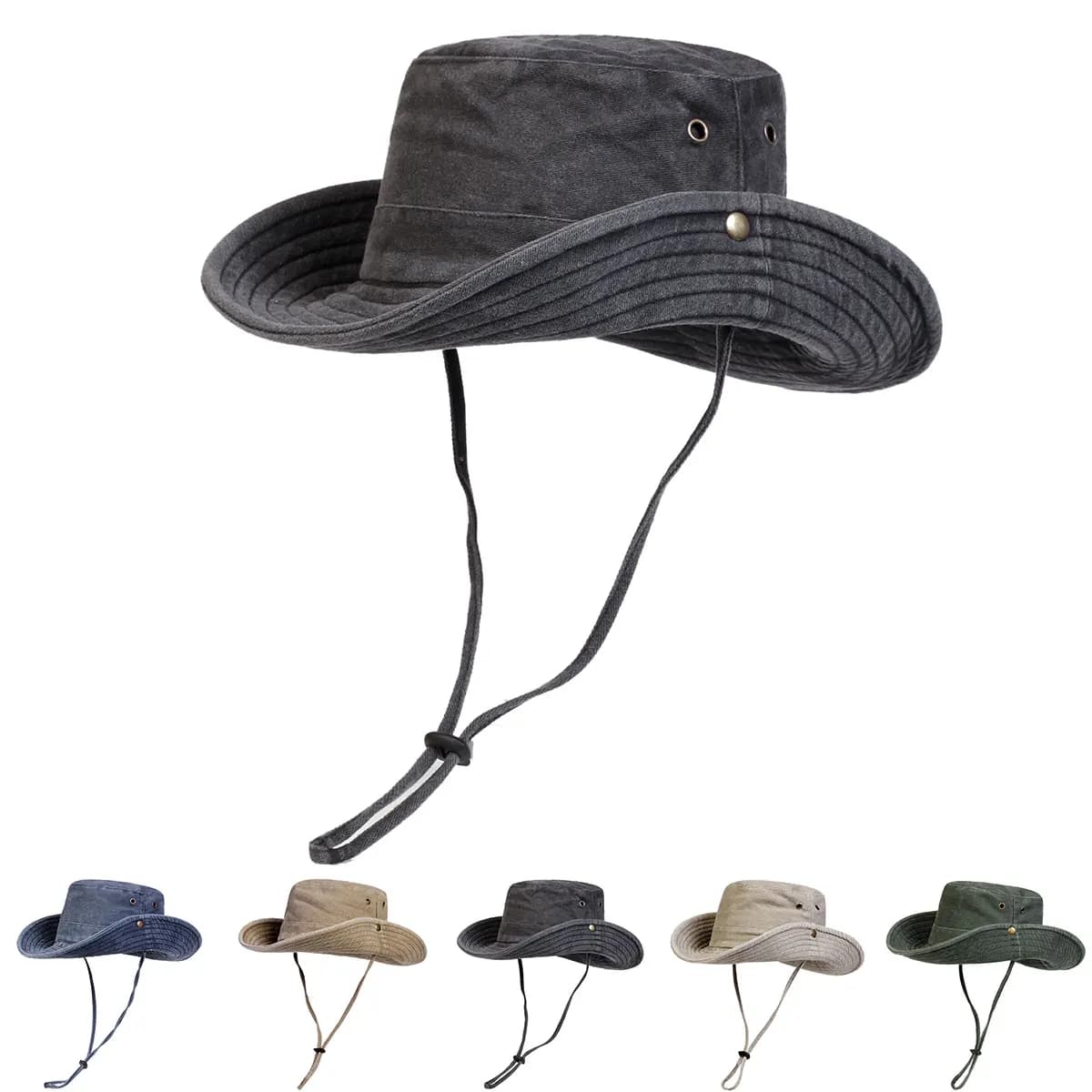 Men's Big Eaved Solid Color Fisherman's Hats Fisherman's Hats Outdoor Casual Sun Protector Hat