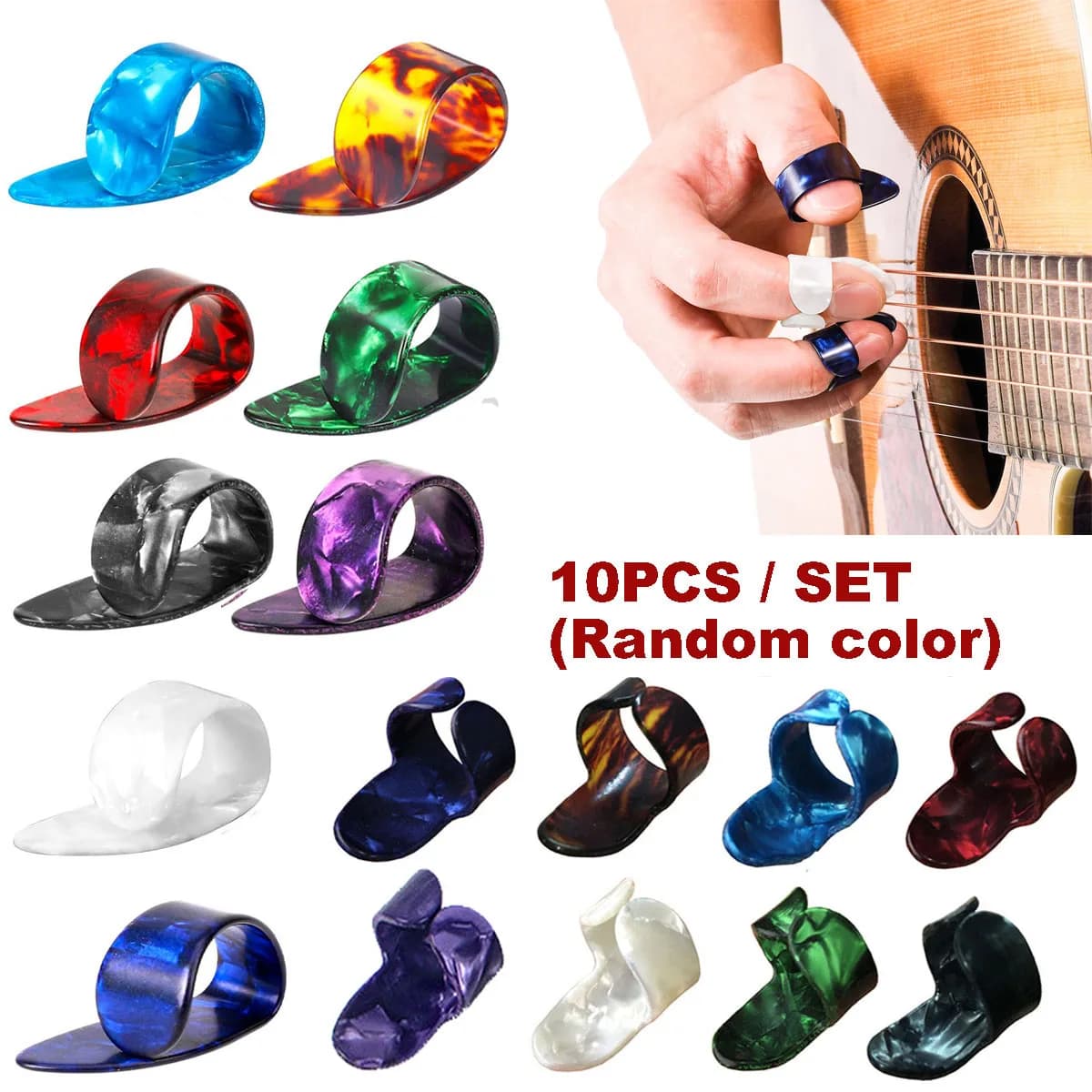 10 pezzi plettri per chitarra dimensioni pollice/indice protezione stile dito design antiscivolo basso chitarra acustica/elettrica