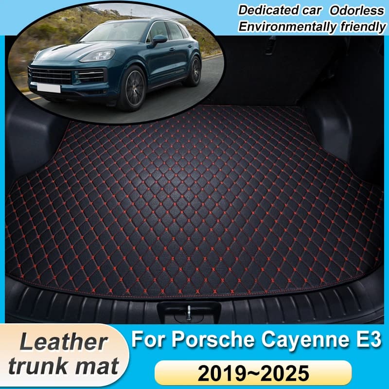 Tappetini per Bagagliaio Auto in Pelle Anti-sporco per Porsche Cayenne E3 2019~2025, Rivestimento Protettivo per Vano Portaoggetti, Tappeto Interno, Accessori