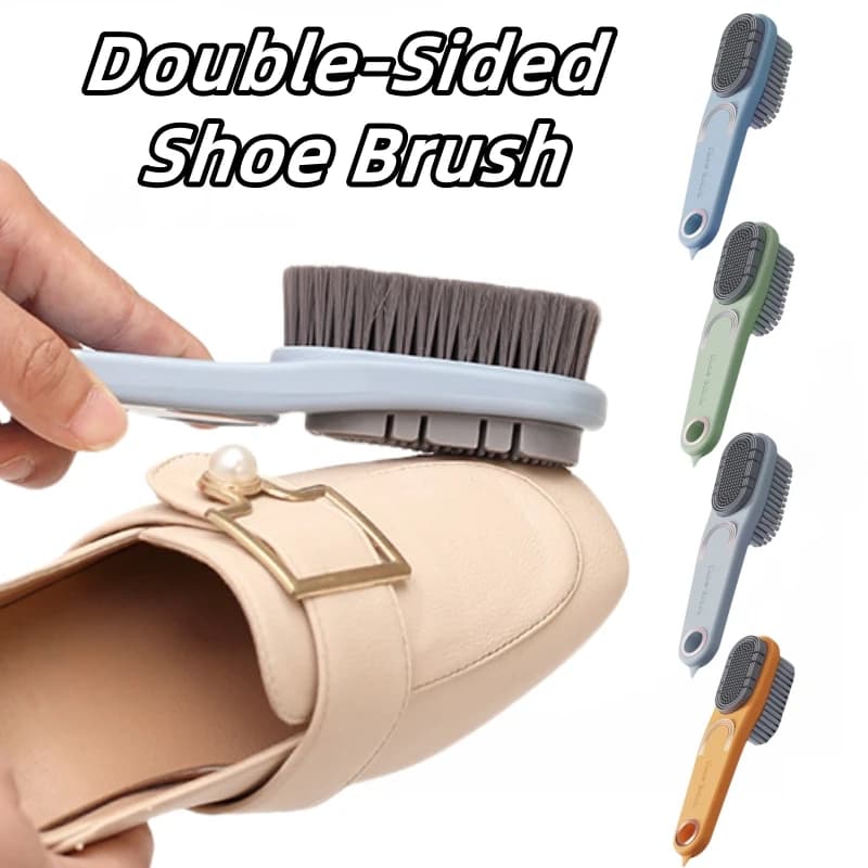 ​ ​ Spazzola per Scarpe a Doppia Faccia con Setole in Silicone Delicate su Pelle e Tessuti, Pulitore Multiuso per Scarpe/Vestiti, Casa e Viaggio