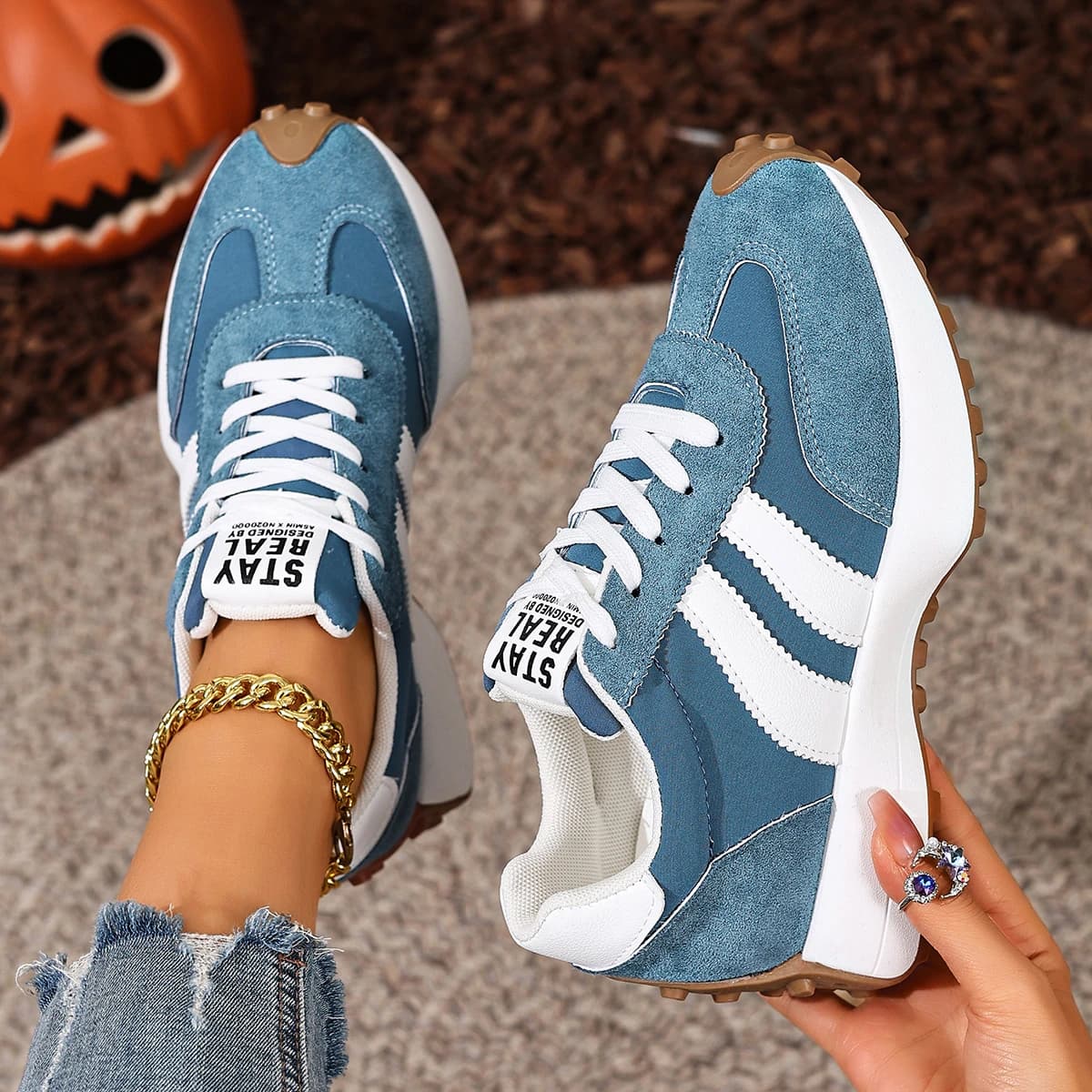 Scarpe da ginnastica da donna di tendenza 2025 Nuove scarpe sportive casual con punta tonda piatta Scarpe da ginnastica autunnali primaverili Scarpe da donna firmate alla moda da donna