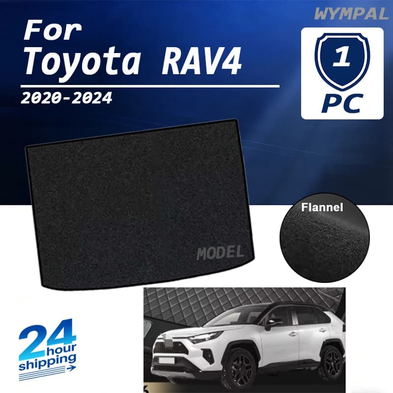 Tappetino in Pelle Scamosciata per Bagagliaio Auto Toyota RAV4 2020-2024, Rivestimento Vano Portaoggetti, Tappeto Protettivo per Pavimento del Bagagliaio, Nero
