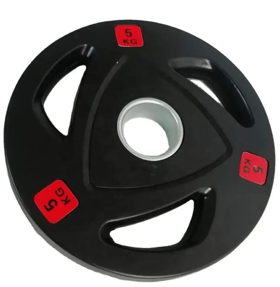 Dischi per bilanciere a tre fori rivestiti in gomma con foro da 5 cm, dischi per sollevamento pesi, dischi per manubri - Promozione vendite