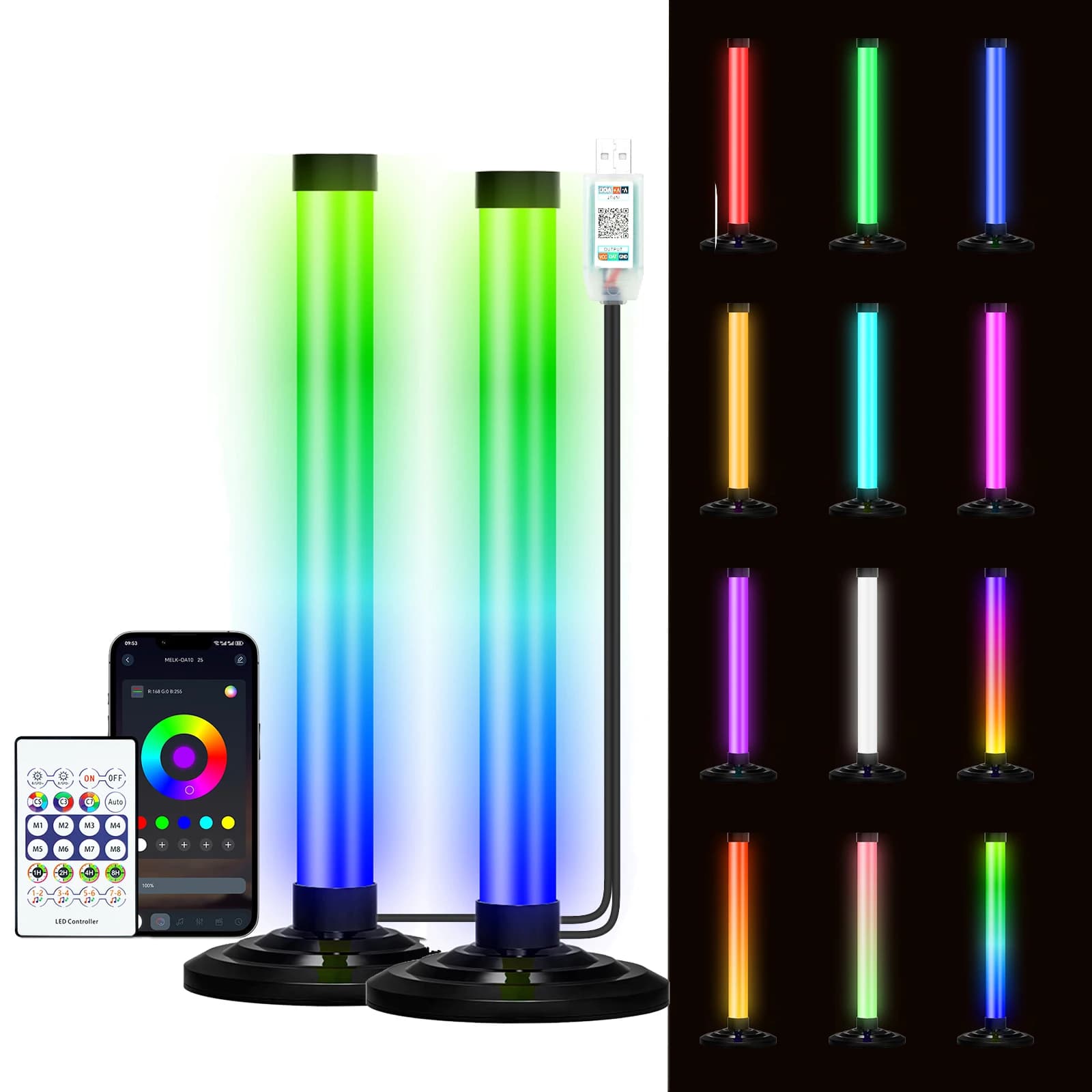 Barra luminosa a LED USB RGBIC che cambia colore TV retroilluminazione telecomando e controllo APP sincronizzazione musicale striscia luminosa per atmosfera per sala giochi