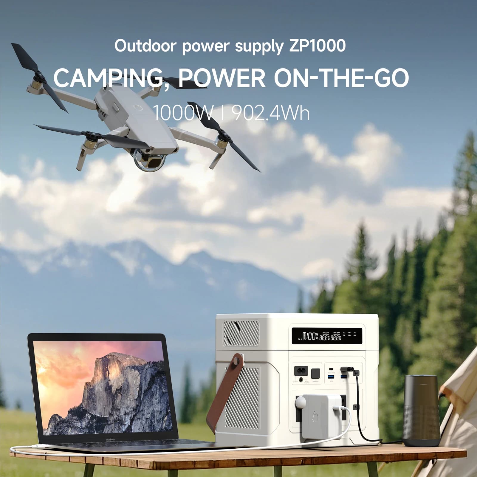 1000W 902.4Wh Rechargeable Power Station Portable Generator Solar Panel Solar Steam Generator Portable Power Station