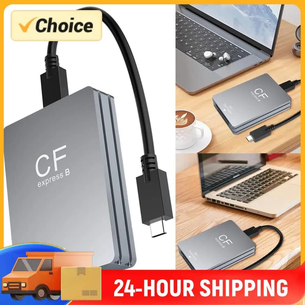 Lettore di Schede 2 in 1 CFexpress Tipo B e SD, Adattatore per Schede CFexpress, USB 3.2 10Gbps Dual-Slot con Cavo USB C a USB C/A per Fotocamere SLR
