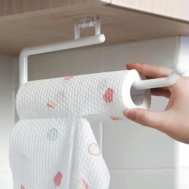 1 Pack Punch-Free Wall Mount Paper Towel Holder, Space-Saving Adjustable Towel Bar for Kitchen & Bathroom, Holds Paper Rolls