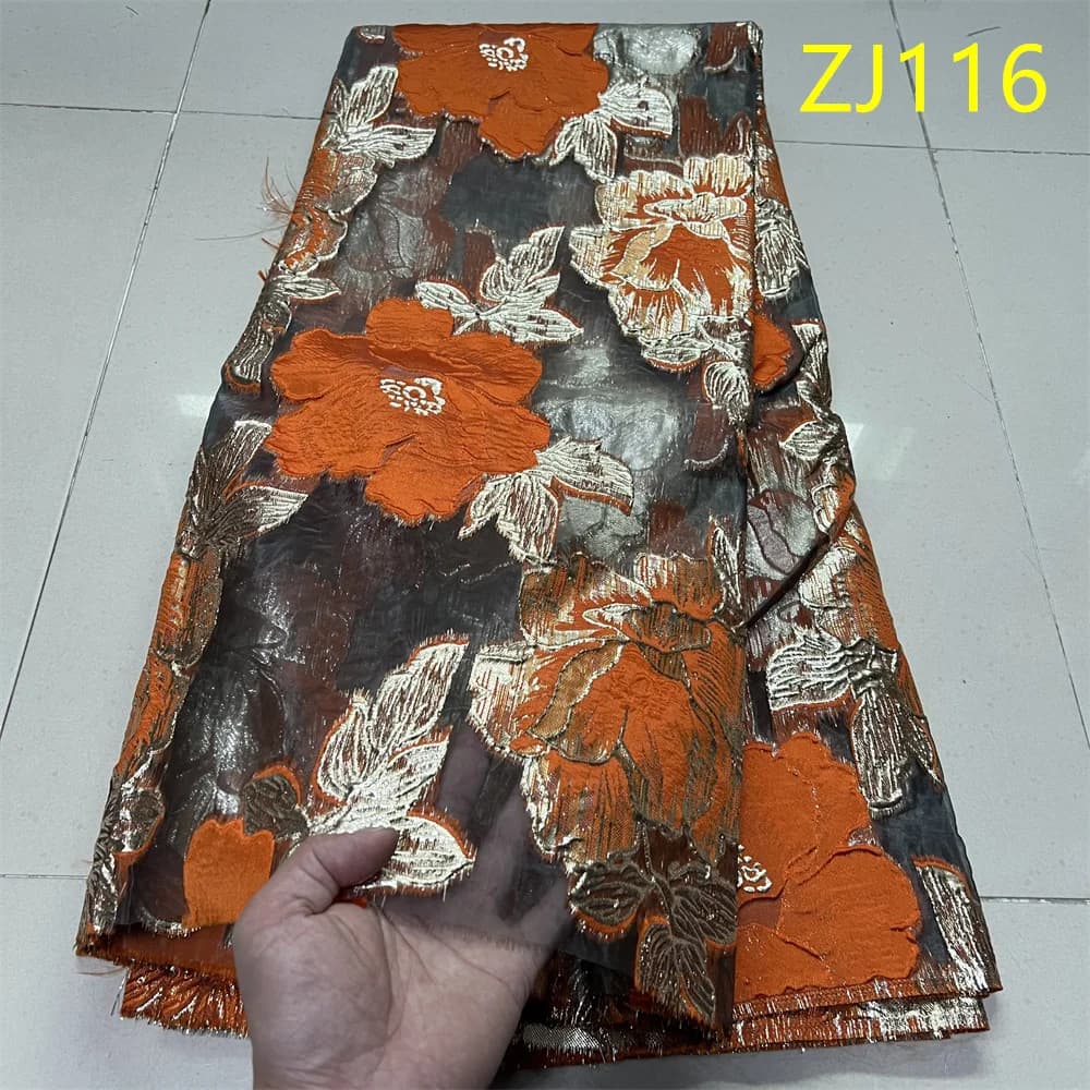 2026 African Nigerian Tulle Lace Fabric Organza Embroidery Guipure Party Gown Brocade Sequins High Quality 5Yard ZJ116