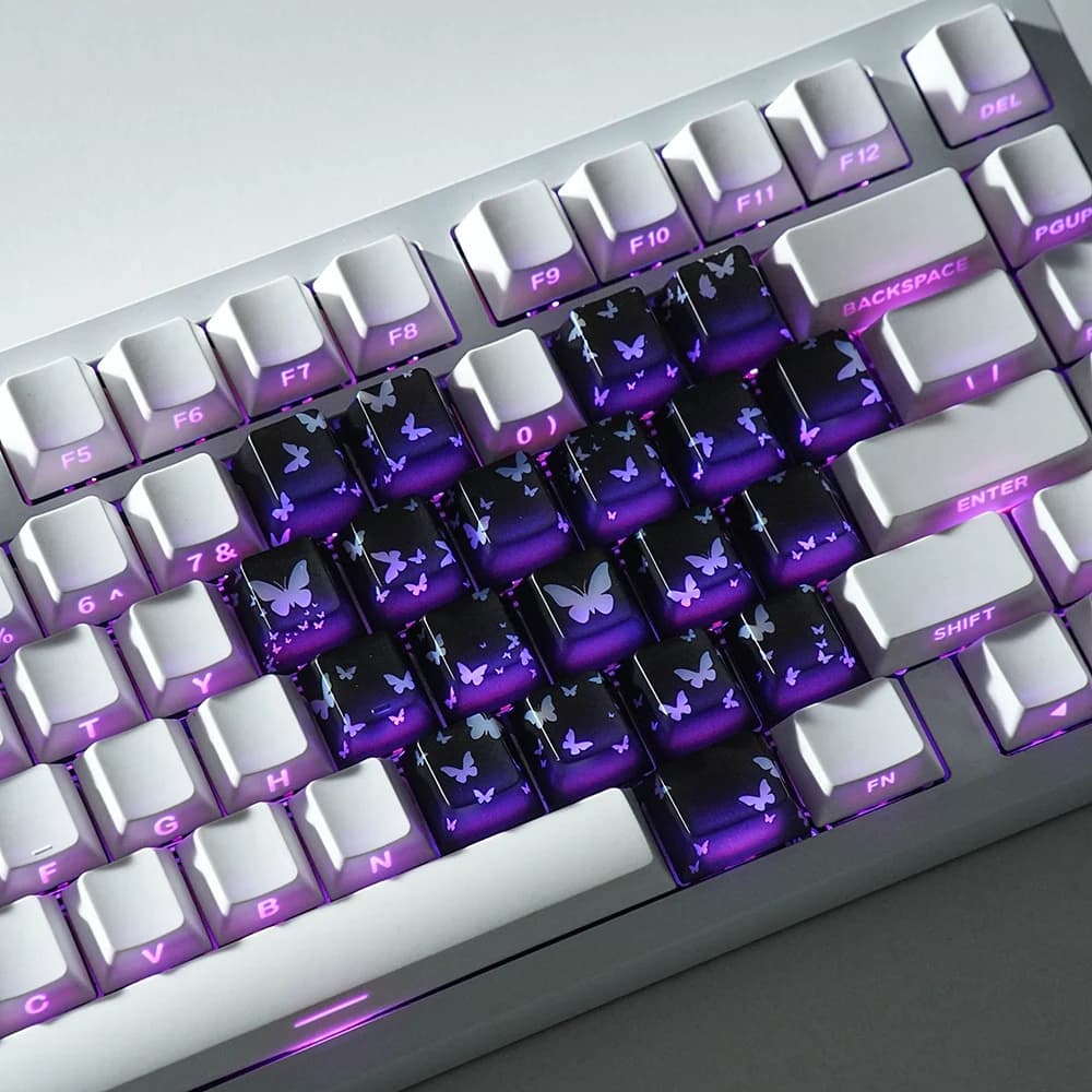 1 set (20 pieces) translucent butterfly style translucent love keyboard covers suitable for mechanical keyboard decorative butterfly keyboards